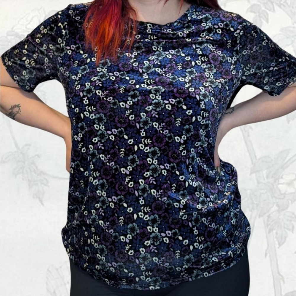 LOFT Velvet Floral Whimsygoth Top